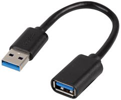 PSG91625 - USB 3.0 A Male to Female Extension Lead, 0.15m Black