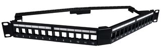 FFK24MTMI - 24 Port 1U Unpopulated Angled Keystone Panel with Cable Management Bar