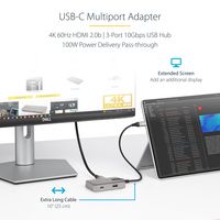 DKT31CHPD3 - USB-C Multiport Hub with USB 3.1 Gen 2 4K HDMI & 100W Power Delivery