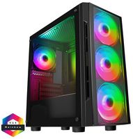 CITFLASH - Flash Micro ATX PC Gaming Case with aRGB Fans, Black