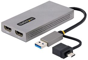 107B-USB-HDMI - USB-A / USB-C to Dual HDMI Adaptor, 1x 4K UHD 1x 1080p Full HD