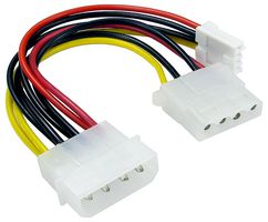 PSG91953 - 4 Pin Molex Plug to 4 Pin Molex Socket Extension with 3.5" Floppy Drive Connector