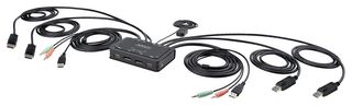 C2-DD46-UA2-CBL-KVM - 2 Port 4K DisplayPort Cable KVM Switch with Dual Display Support