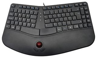 KYB-CONTOUR-TB - Contour Split Key USB Multimedia Keyboard with Trackball, Black