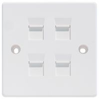 KP-K4 - 1 Gang Shuttered Faceplate for 4 Keystone Modules, White