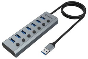 AK-HB-21BKCM - Connect 7 IPS 7 Port USB 3.2 Gen 1 Hub with Individual Switches