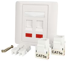 70449PI - 1 Gang Twin RJ45 Socket Cat5e Faceplate, White