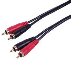 PLS00757 - 2x RCA Phono to RCA Phono Mono Male Lead, 5m