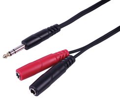 PLS00787 - 6.35mm 1/4" Stereo Jack to 2x Mono Female Jack Sockets Lead, 0.5m