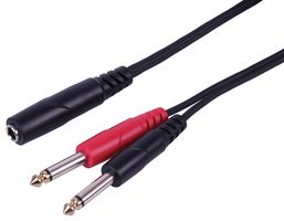 PLS00797 - 6.35mm Stereo Jack Socket to 2x 1/4" Mono Jack Plugs, 1m