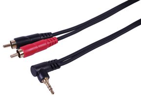 PLS00818 - 3.5mm 90 Stereo Jack to 2x RCA Phono Lead, 1m