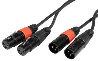2XF-2XM075 - 2x XLR Sockets to 2x XLR Plugs Lead, 0.75m