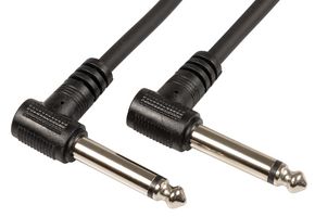 PATCH050BK - Right Angle Mono Jack Plug to Right Angle Mono Jack Plug Patch Leads, Pack of 6, 0.5m