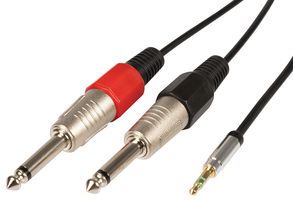 S3J-26J300 - 3.5mm Stereo Jack Plug to 2x 6.3mm Mono Jack Plugs Lead, 3m