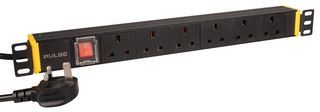 PDS6-360R - 19” 1U 6 Way UK Socket Rack PDU with Rotatable Rack Ears
