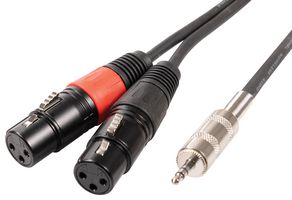 190.136UK - 3.5mm Stereo Jack Plug to 2x 3 Pin XLR Sockets