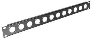 RPX-1U-12D - 19” 1U Rack Panel with 12x D Type XLR Panel Connector Holes
