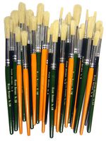 583-30 - Hog Bristle Short Handle Round Tip Paint Brush - Assorted 30 Pack