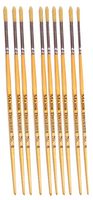 58304-10 - Hog Bristle Short Handle Round Tip Paint Brush Size 4, 10 Pack