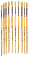 58308-10 - Hog Bristle Short Handle Round Tip Paint Brush Size 8, 10 Pack