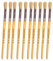 58312-10 - Hog Bristle Short Handle Round Tip Paint Brush Size 12, 10 Pack