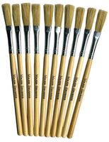 53106-10 - Flat Tip Hog Bristle Paste Brush with Dowel Handle - 10 Pack