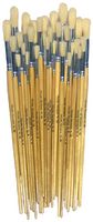 584-30 - Hog Bristle Long Handle Round Tip Paint Brush - Assorted 30 Pack