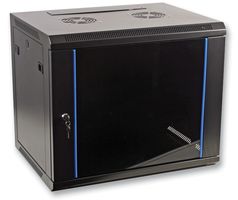 WM-6409BK / R6409-M6 - 9U 19" Black Steel Wall Mount Rack Enclosure - 500x600x450mm