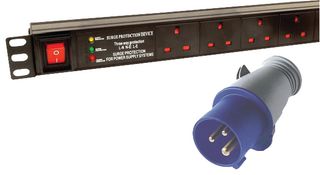 PDU-12WS-V-16CMDO - 1U 12 Way 13A Mains Sockets to 16A Commando Plug Vertical PDU