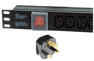 PDU-12WS-H-IEC-UK - 1U 12 Way 10A IEC C13 Sockets to UK Mains Plug Horizontal PDU