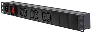 PDU-6WS-H-IEC-M-1U - 1U 6 Way 10A IEC C13 Sockets to C20 Socket Horizontal PDU