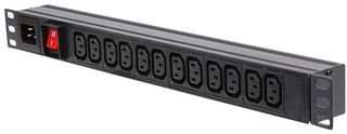 PDU-12WS-H-IEC-M-1U - 1U 12 Way 10A IEC C13 Sockets to IEC C20 Socket Horizontal PDU