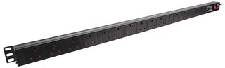 PDU-16WS-V-SP-1U - 1U 16 Way 13A Mains Sockets to Plug Surge Protected Vertical PDU