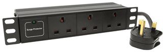 PDU3/VDR - 10" 1U Rack Mount Surge Protected 3 Way 13A PDU