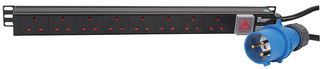 PDU-8WS-V-32CMDO - 1U 8 Way Vertical 13A Switched PSU with 32A Commando Plug