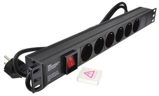 PDU-6WS-H-SCH-SCH - Rack Mount Schuko Plug PDU, 6-Gang, Horizontally Mounted, 16A