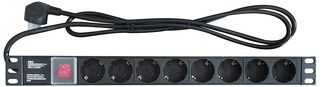 PDU-8WS-H-SCH-SCH - Rack Mount Schuko Plug PDU, 8-Gang, Horizontally Mounted, 16A