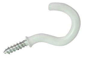 D00871 - 1 1/2" (38mm) Shouldered Cup Hooks - White, 10 Pack