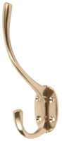 D00884 - Hat & Coat Storage Hook Polished Brass, 5 Pack