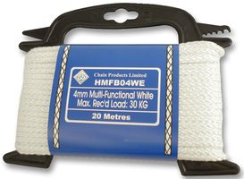 HMFB04WE - 4mm x 20m Braided Polypropylene Rope, White