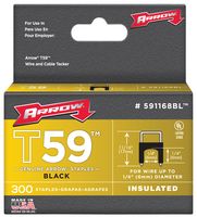 591168BL - 6mm x 6mm Black Insulated Staples, 300 Pack