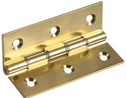 D02049 - 3" (76mm) Polished Brass Butt Door Hinges, 2 Pack