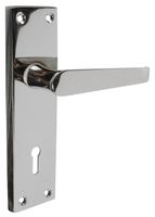 6504 - Long Victorian Straight Lock Door Handles Pair Polished Chrome