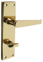 6506 - Long Victorian Straight Bathroom Door Handles Pair Brass