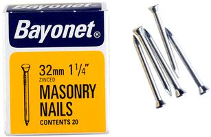 12206 - 1 1/4" (32mm) Zinc Plated Masonry Nails, 36 Pack