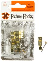 12824 - No.2 Brass Plated Picture Hanging Hooks, 4 Pack