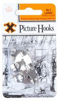 12827 - No.3 Nickel Plated Picture Hanging Hooks, 3 Pack