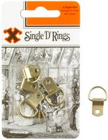 12856 - Brass Plated Single D Rings, 4 Pack