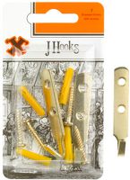 12864 - Brass Plated J Hooks, 2 Pack