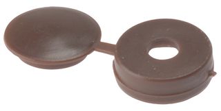 100HCC1 - 3.5mm - 4mm Brown Plastic Hinged Screw Cover Caps, 100 Pack